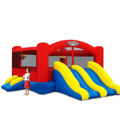 Blast Zone Triple Play Inflatable Combo Bounce House - Massive 16x14 - Blower - Premium Quality - 7 Players - Double Slides
